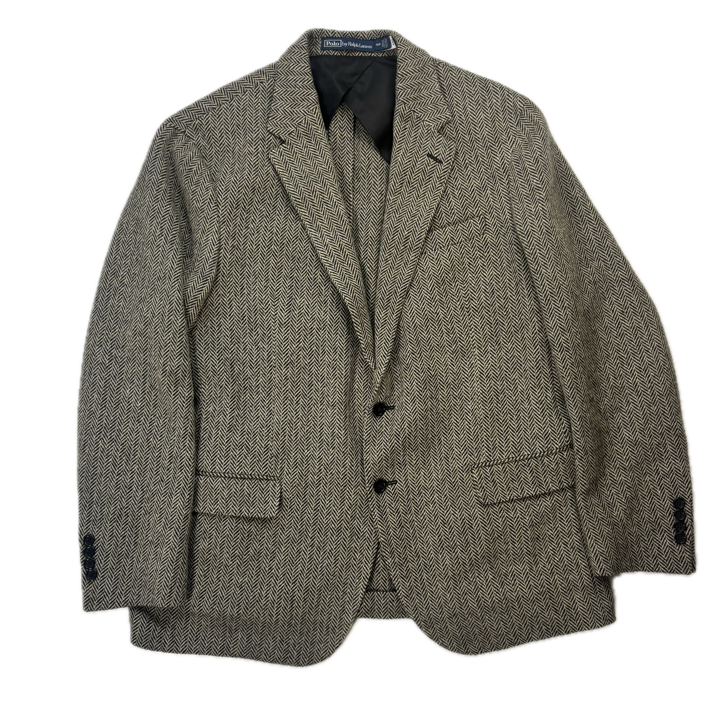 Polo Ralph Lauren Grey Herringbone Blazer Sports Coat (Wool Nylon) - 46R