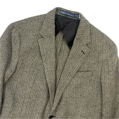 Polo Ralph Lauren Grey Herringbone Blazer Sports Coat (Wool Nylon) - 46R