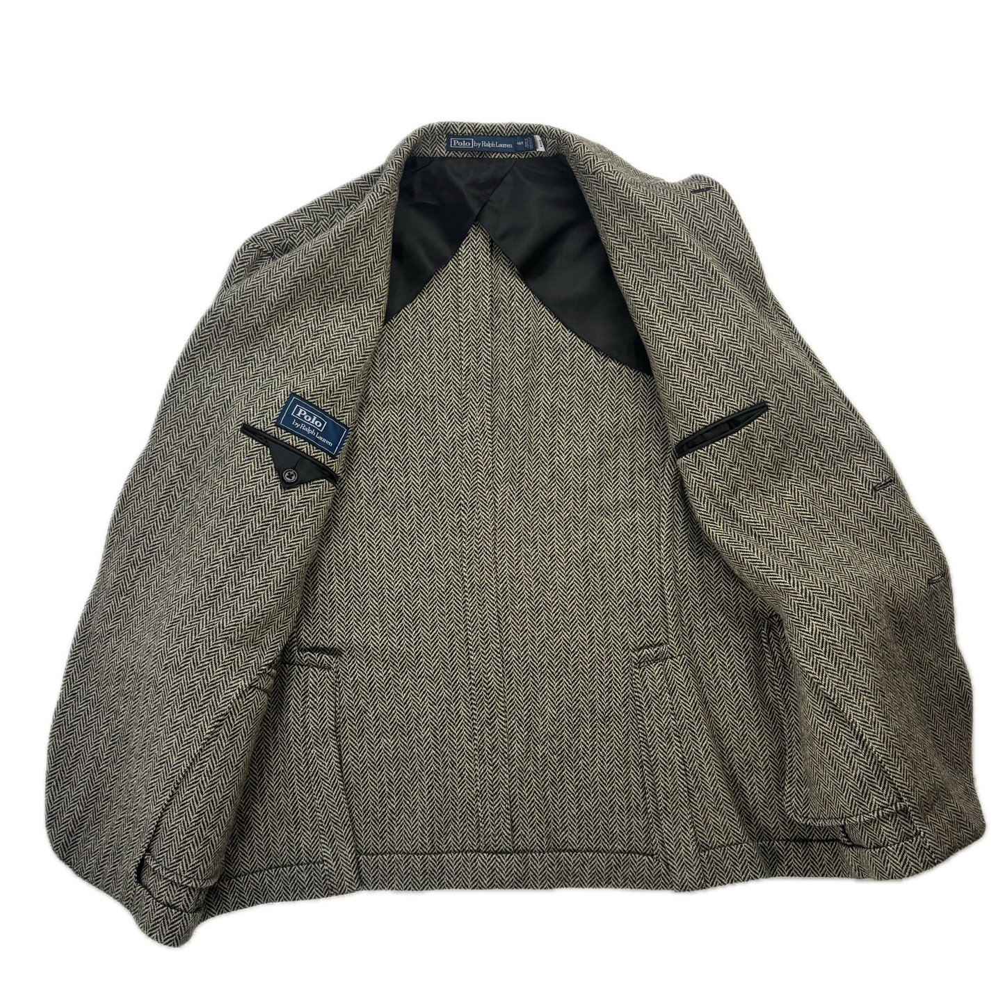 Polo Ralph Lauren Grey Herringbone Blazer Sports Coat (Wool Nylon) - 46R