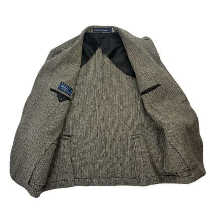 Polo Ralph Lauren Grey Herringbone Blazer Sports Coat (Wool Nylon) - 46R