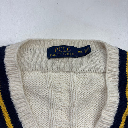 Polo Ralph Lauren Cream Cricket Jumper Cableknit (Cotton Cashmere)- M