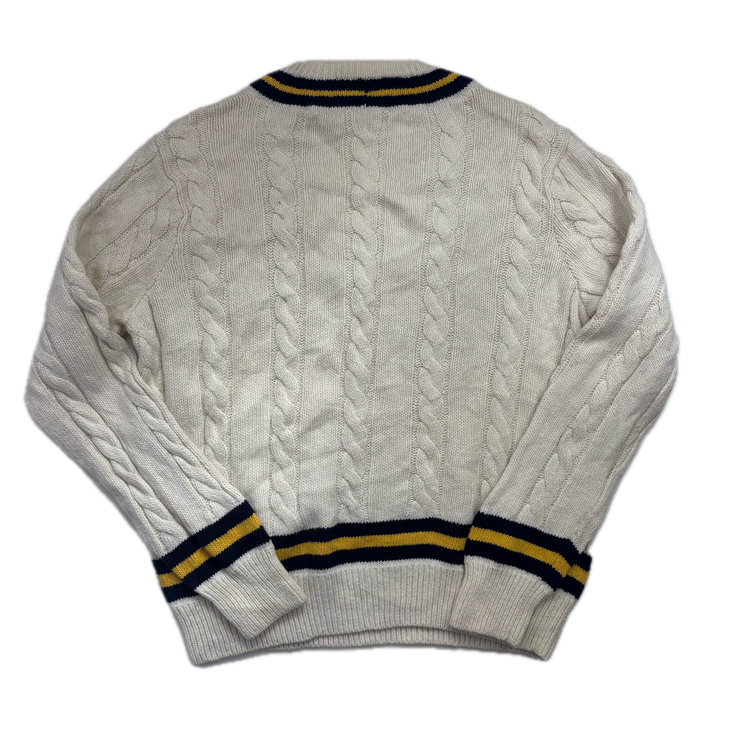 Polo Ralph Lauren Cream Cricket Jumper Cableknit (Cotton Cashmere)- M