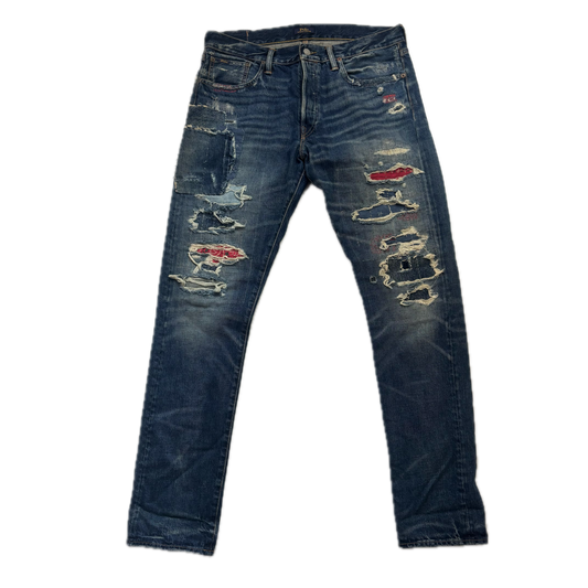 Polo Ralph Lauren Sullivan Slim Straight Jeans Patchwork Distressed - 34x34