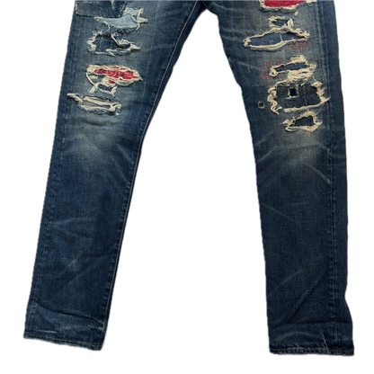 Polo Ralph Lauren Sullivan Slim Straight Jeans Patchwork Distressed - 34x34