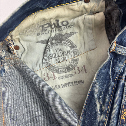 Polo Ralph Lauren Sullivan Slim Straight Jeans Patchwork Distressed - 34x34