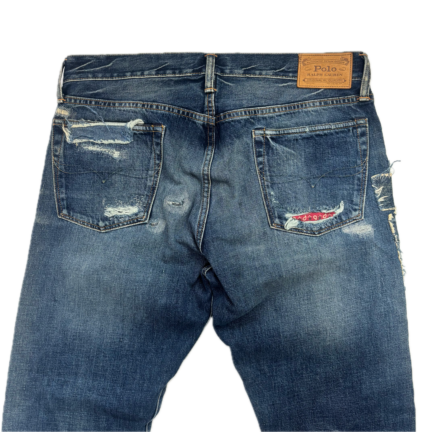 Polo Ralph Lauren Sullivan Slim Straight Jeans Patchwork Distressed - 34x34