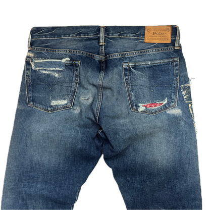 Polo Ralph Lauren Sullivan Slim Straight Jeans Patchwork Distressed - 34x34
