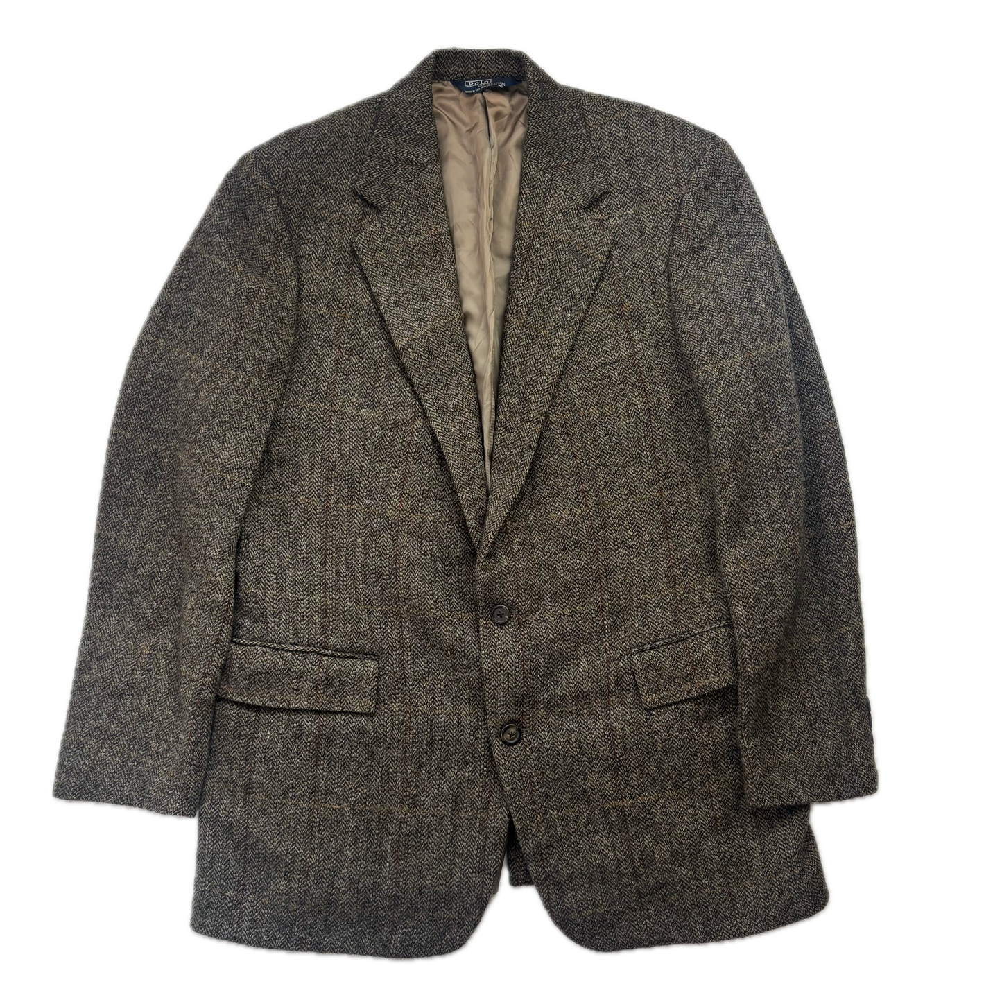 Polo Ralph Lauren Dark Green Herringbone Tweed Blazer Sports Coat Wool - 42R