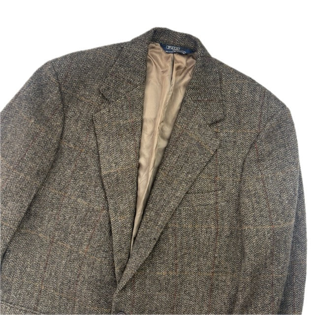 Polo Ralph Lauren Dark Green Herringbone Tweed Blazer Sports Coat Wool - 42R