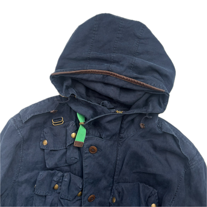 Polo Ralph Lauren Navy Blue Hooded Utility Cargo Jacket (Linen) - XXL
