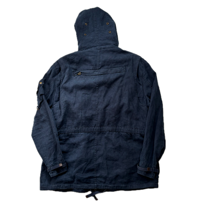 Polo Ralph Lauren Navy Blue Hooded Utility Cargo Jacket (Linen) - XXL