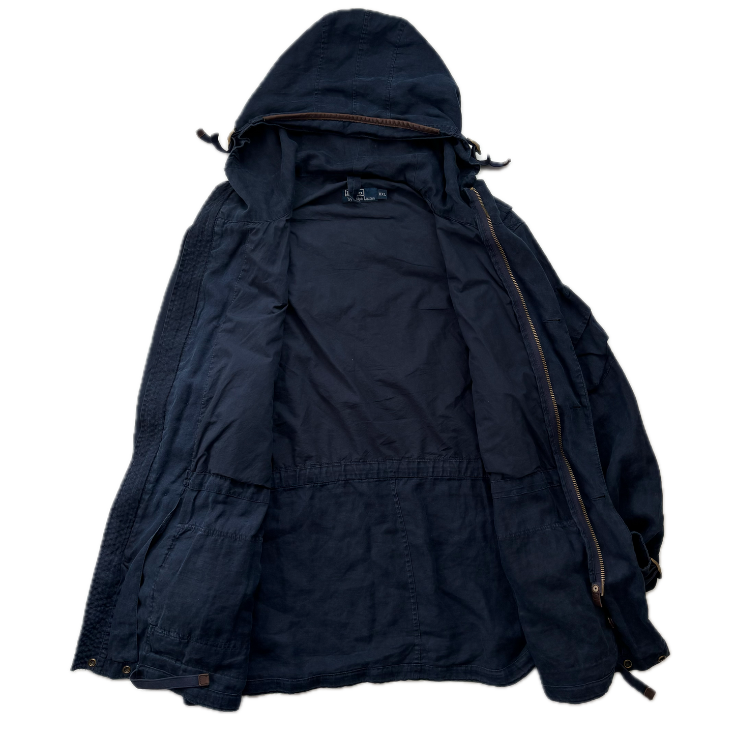 Polo Ralph Lauren Navy Blue Hooded Utility Cargo Jacket (Linen) - XXL