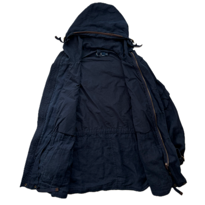 Polo Ralph Lauren Navy Blue Hooded Utility Cargo Jacket (Linen) - XXL