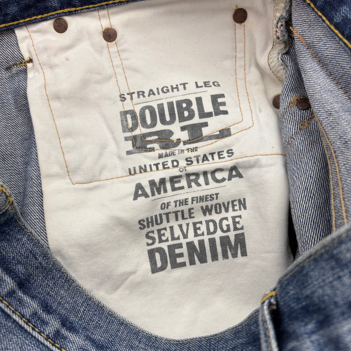 RRL Ralph Lauren Blue Jeans Straight Leg Shuttle Woven Selvedge Denim - 36x34