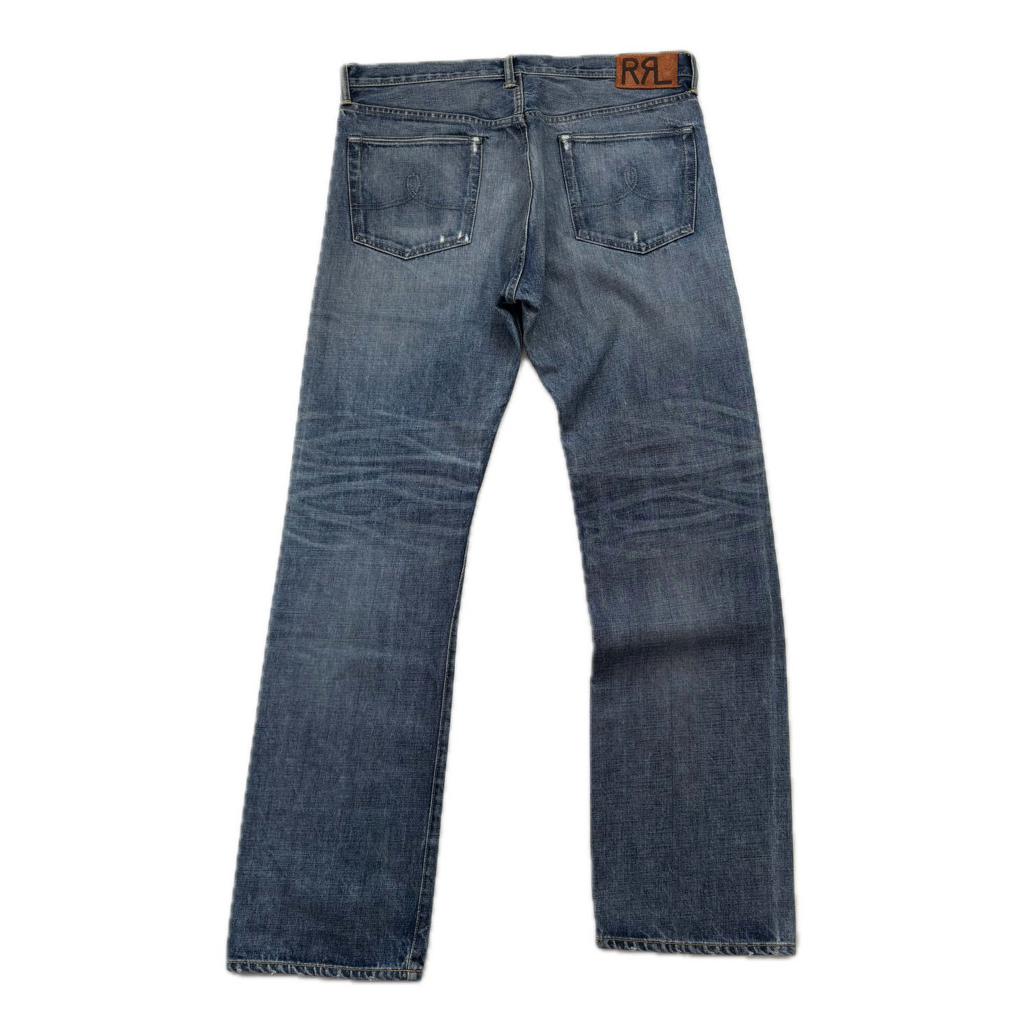RRL Ralph Lauren Blue Jeans Straight Leg Shuttle Woven Selvedge Denim - 36x34