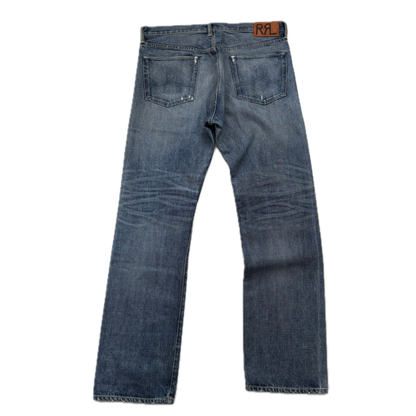 RRL Ralph Lauren Blue Jeans Straight Leg Shuttle Woven Selvedge Denim - 36x34