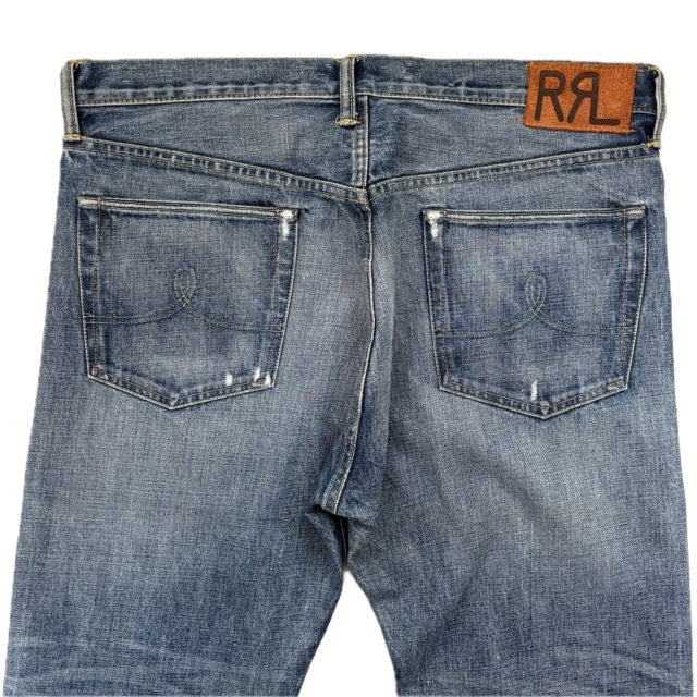 RRL Ralph Lauren Blue Jeans Straight Leg Shuttle Woven Selvedge Denim - 36x34