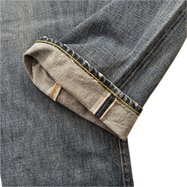 RRL Ralph Lauren Blue Jeans Straight Leg Shuttle Woven Selvedge Denim - 36x34