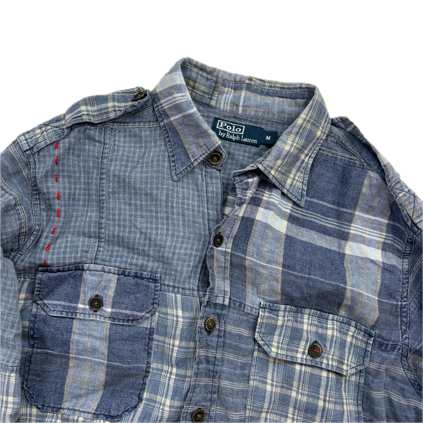 Polo Ralph Lauren Indigo Plaid Patchwork Shirt (Linen) - M
