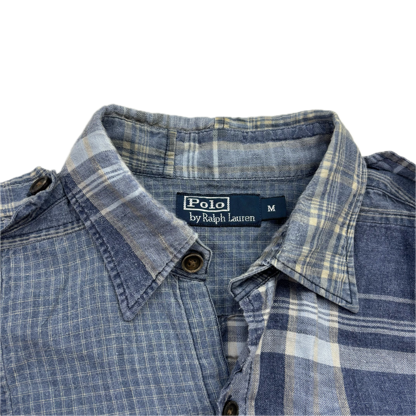 Polo Ralph Lauren Indigo Plaid Patchwork Shirt (Linen) - M