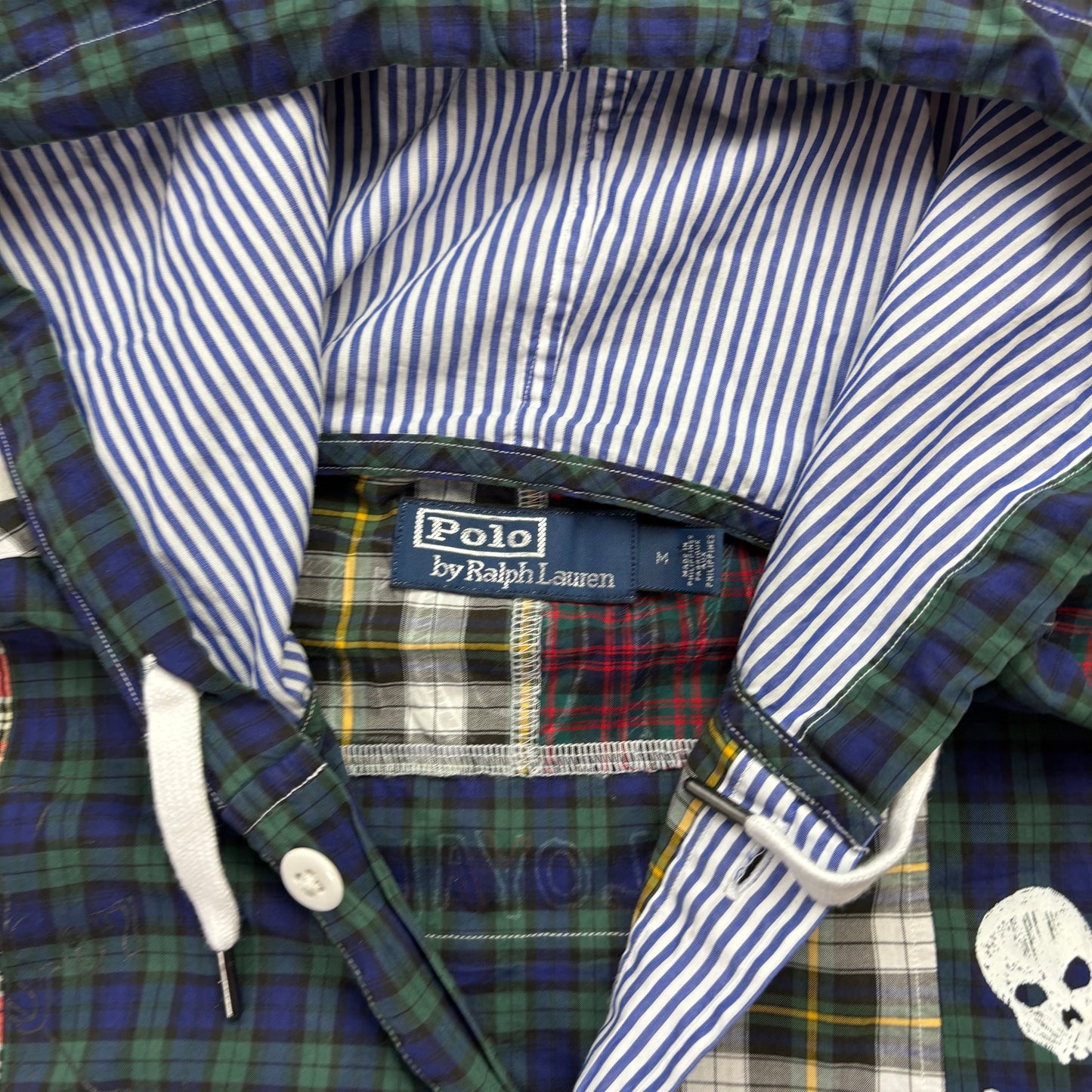 Polo Ralph Lauren Patchwork Plaid Hooded Varsity Shirt - M