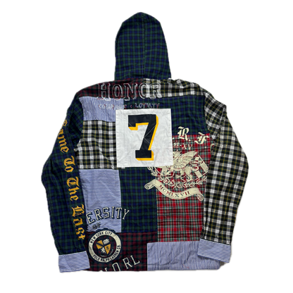 Polo Ralph Lauren Patchwork Plaid Hooded Varsity Shirt - M