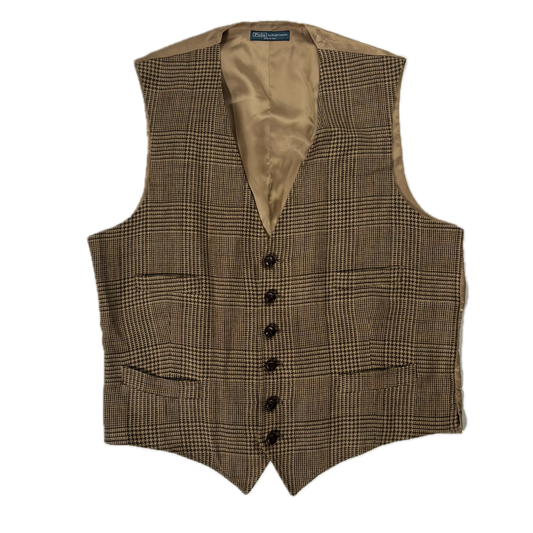 Polo Ralph Lauren Brown Glen Plaid Waistcoat (Linen) - XXL