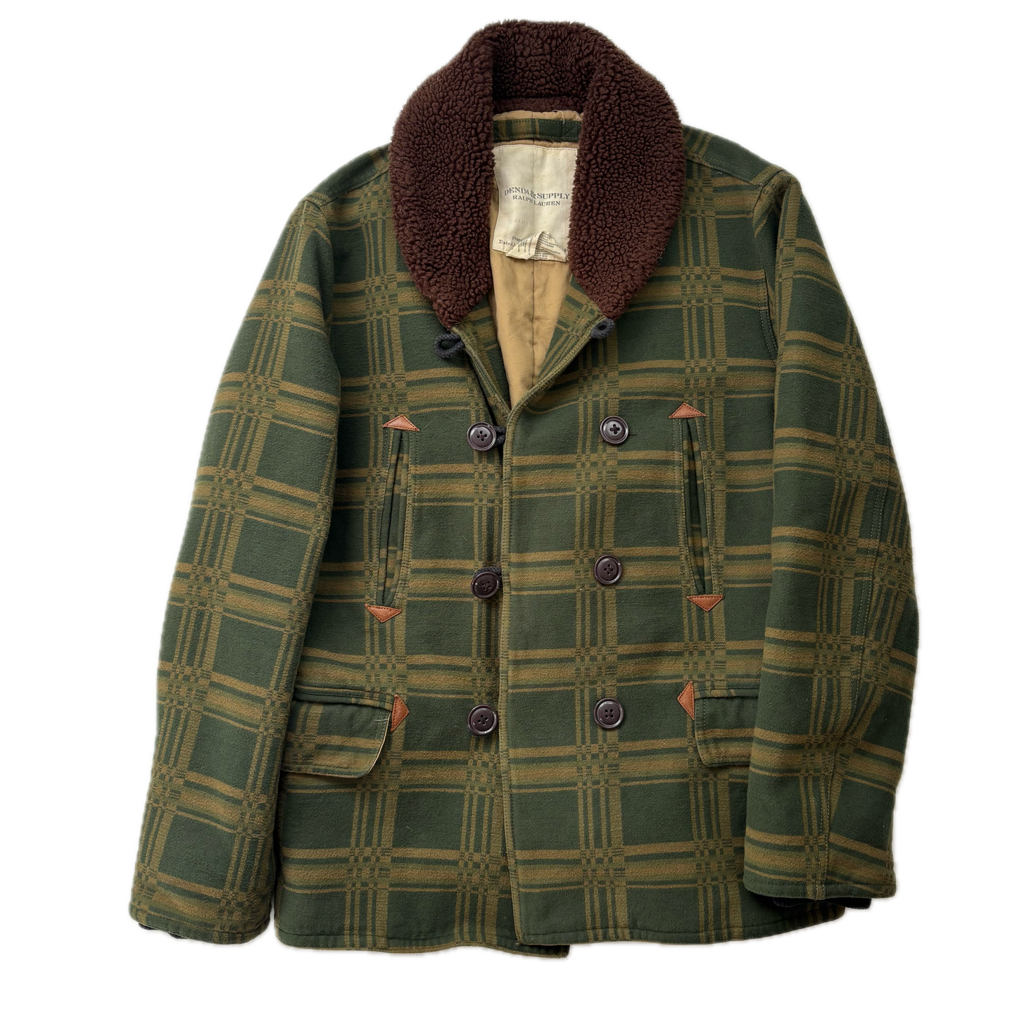Ralph Lauren Denim Supply Green Jacquard Pattern Sherpa Collar Jacket - L