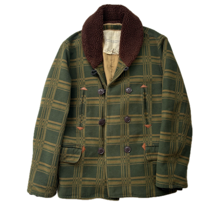 Ralph Lauren Denim Supply Green Jacquard Pattern Sherpa Collar Jacket - L