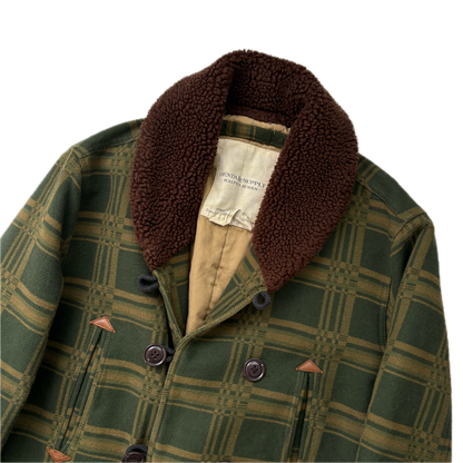 Ralph Lauren Denim Supply Green Jacquard Pattern Sherpa Collar Jacket - L
