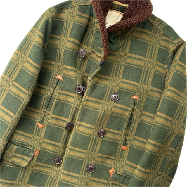 Ralph Lauren Denim Supply Green Jacquard Pattern Sherpa Collar Jacket - L