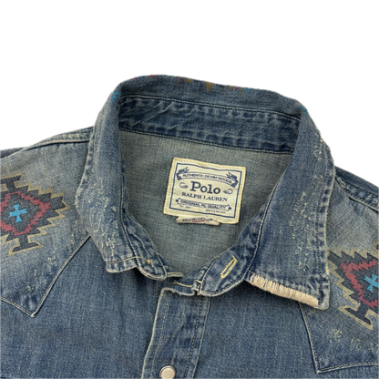 Polo Ralph Lauren Cowboy Painted Distressed Denim Shirt - S