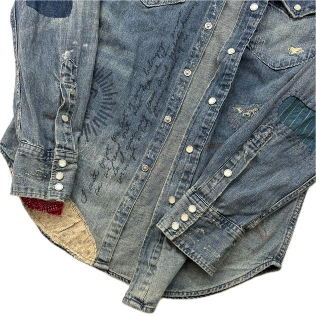 Polo Ralph Lauren Cowboy Painted Distressed Denim Shirt - S