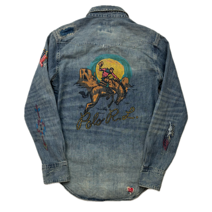 Polo Ralph Lauren Cowboy Painted Distressed Denim Shirt - S