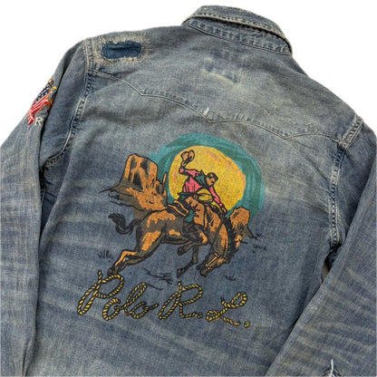 Polo Ralph Lauren Cowboy Painted Distressed Denim Shirt - S