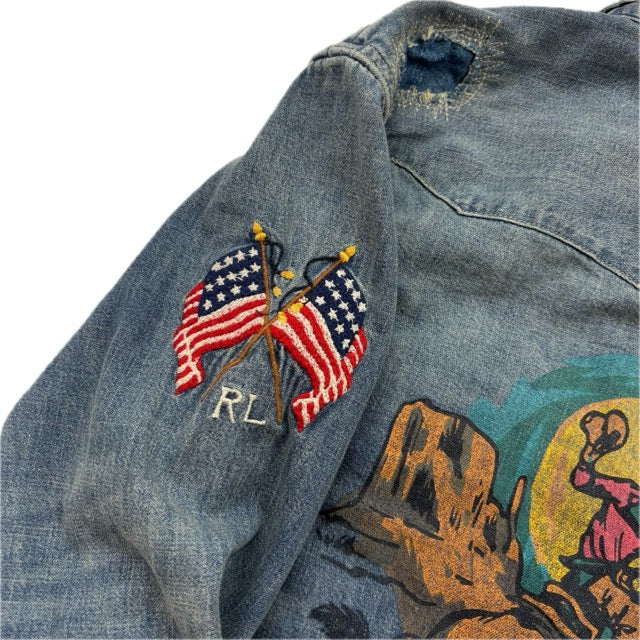 Polo Ralph Lauren Cowboy Painted Distressed Denim Shirt - S