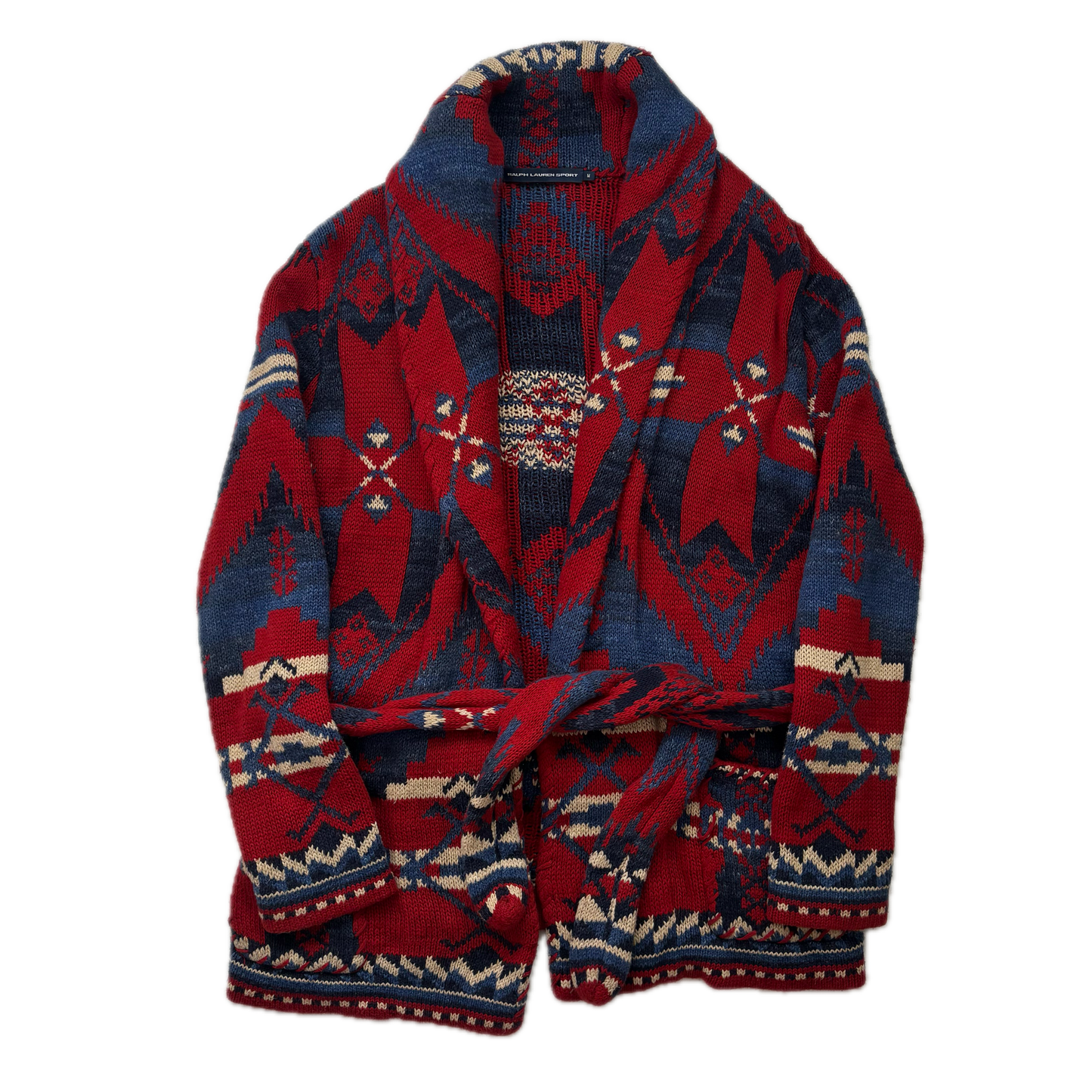 Ralph Lauren Sport Aztec Cardigan Southwestern Belted - M