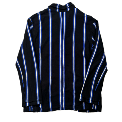 Polo Ralph Lauren Black Blue White Striped Crest Rowing Sports Jacket Blazer - L
