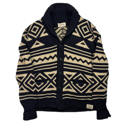 Denim & Supply Navy Beige Aztec Cardigan - L