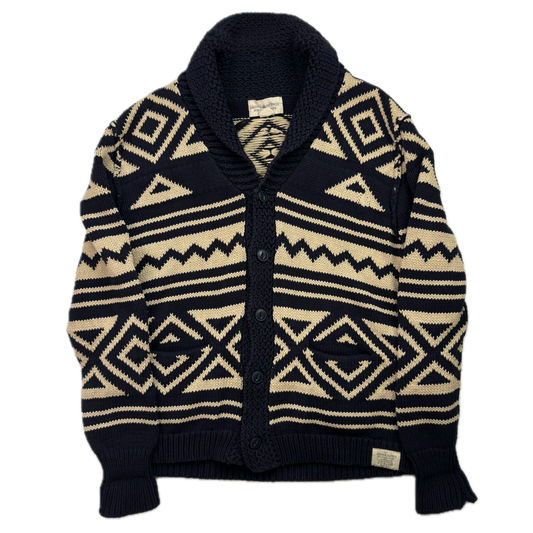 Denim & Supply Navy Beige Aztec Cardigan - L
