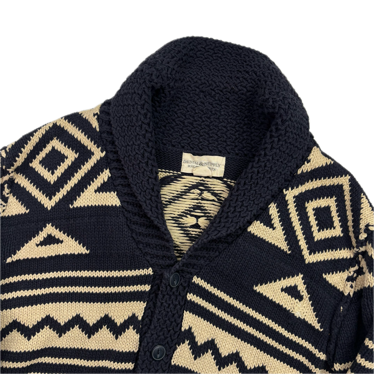 Denim & Supply Navy Beige Aztec Cardigan - L