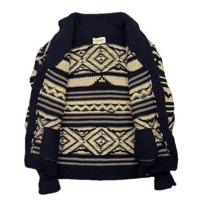 Denim & Supply Navy Beige Aztec Cardigan - L