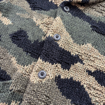 Polo Ralph Lauren Green Camo Hand Knit Cardigan (Cotton Blend) - L