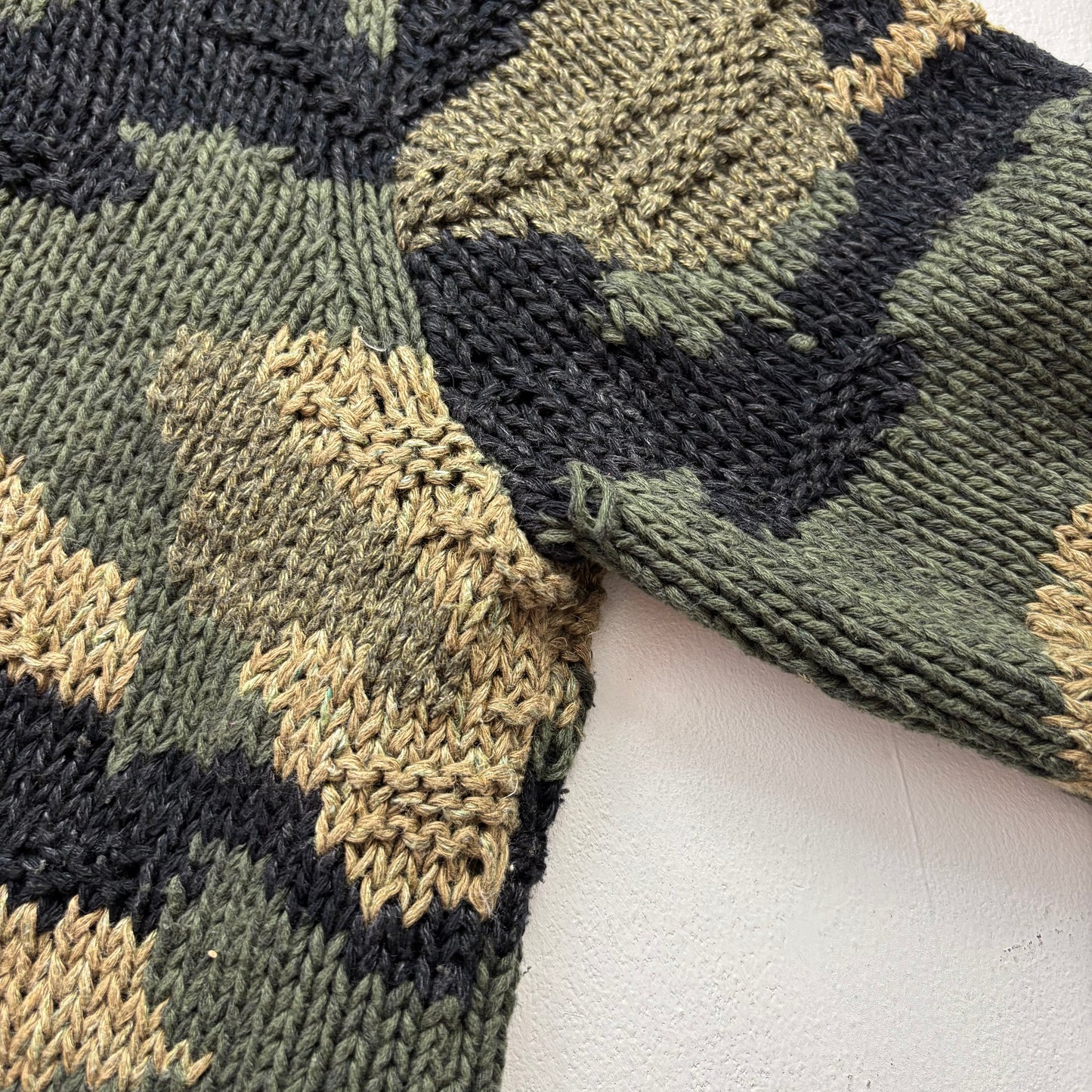 Polo Ralph Lauren Green Camo Hand Knit Cardigan (Cotton Blend) - L