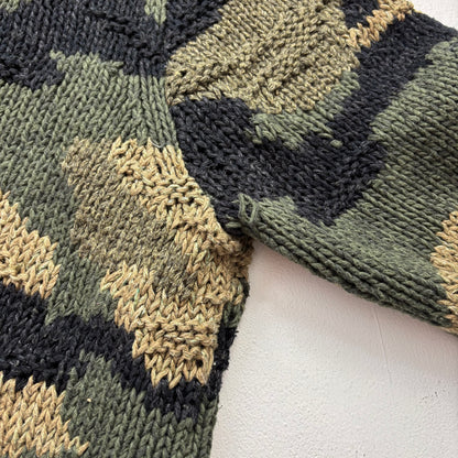 Polo Ralph Lauren Green Camo Hand Knit Cardigan (Cotton Blend) - L