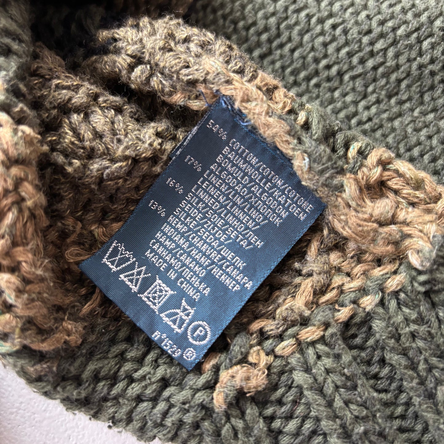 Polo Ralph Lauren Green Camo Hand Knit Cardigan (Cotton Blend) - L