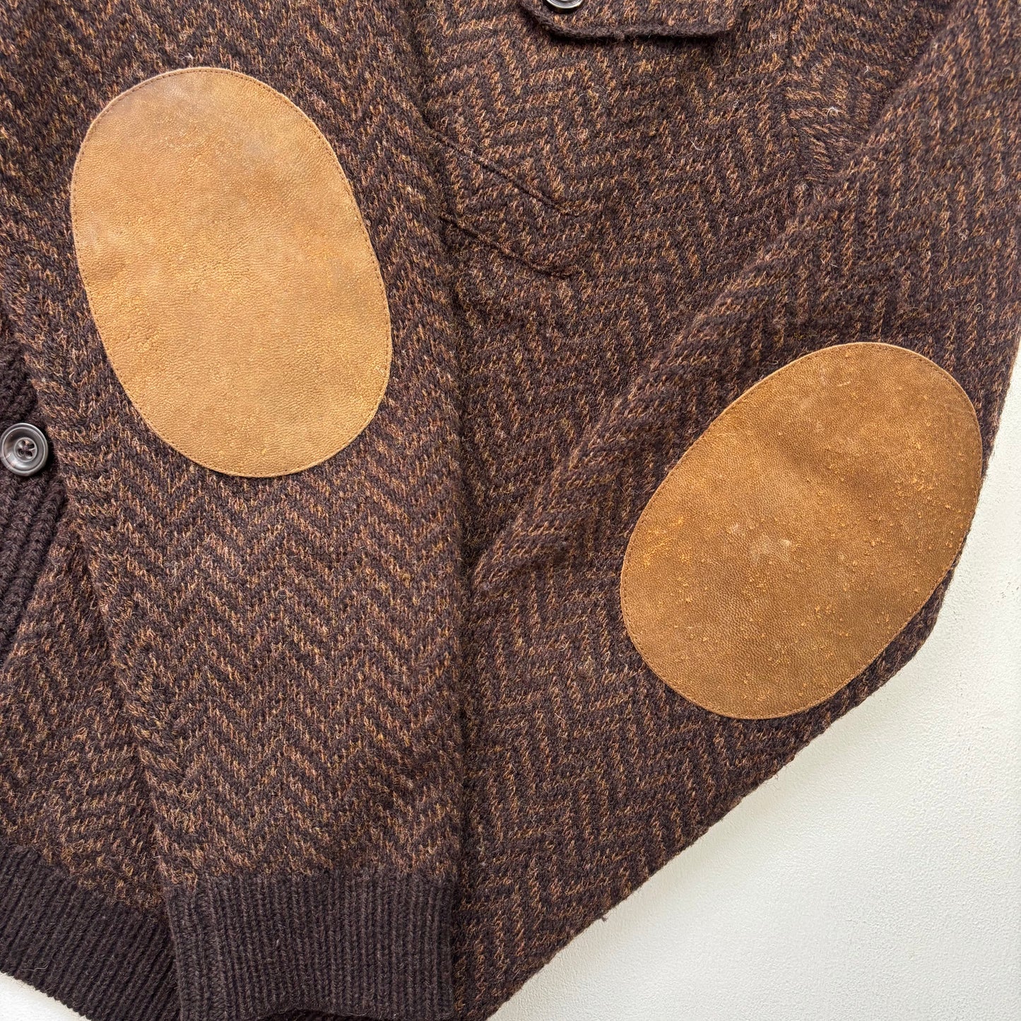 Rugby Ralph Lauren Brown Herringbone Cardigan (Wool) - L