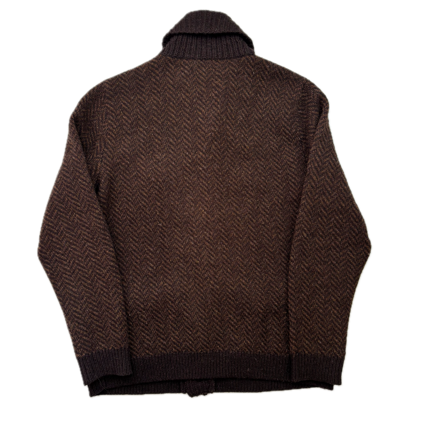 Rugby Ralph Lauren Brown Herringbone Cardigan (Wool) - L