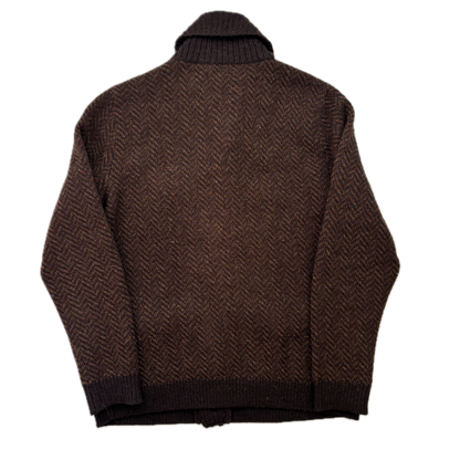 Rugby Ralph Lauren Brown Herringbone Cardigan (Wool) - L