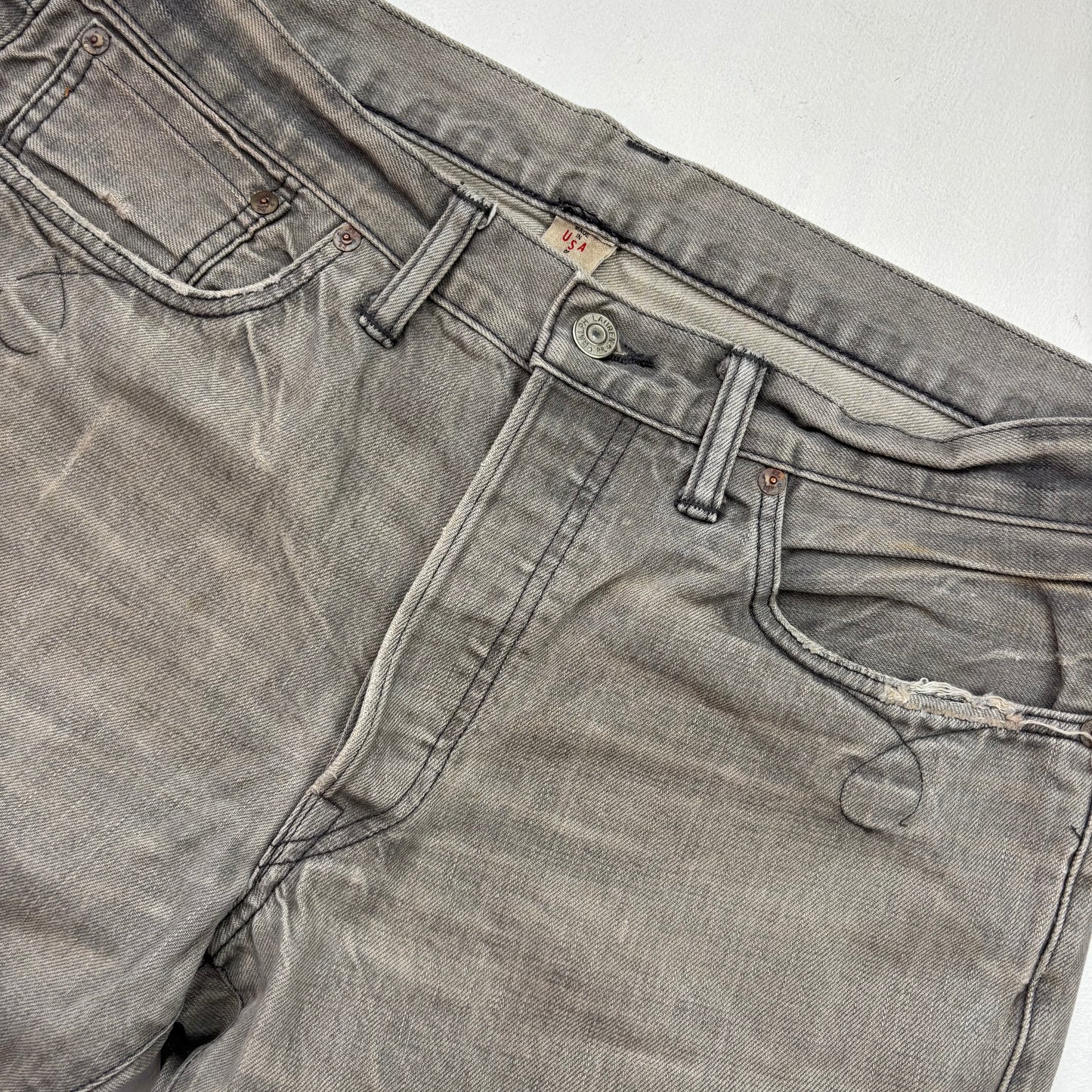 RRL Ralph Lauren Grey Jeans Slim Boot Cut Japanese Woven Selvage Denim - 34x31
